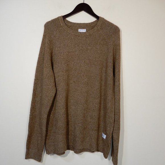 FRANK AND OAK Mens The Boucle Knit Crewneck SWEATER Size XXL Kelp Brown NEW - Picture 7 of 9